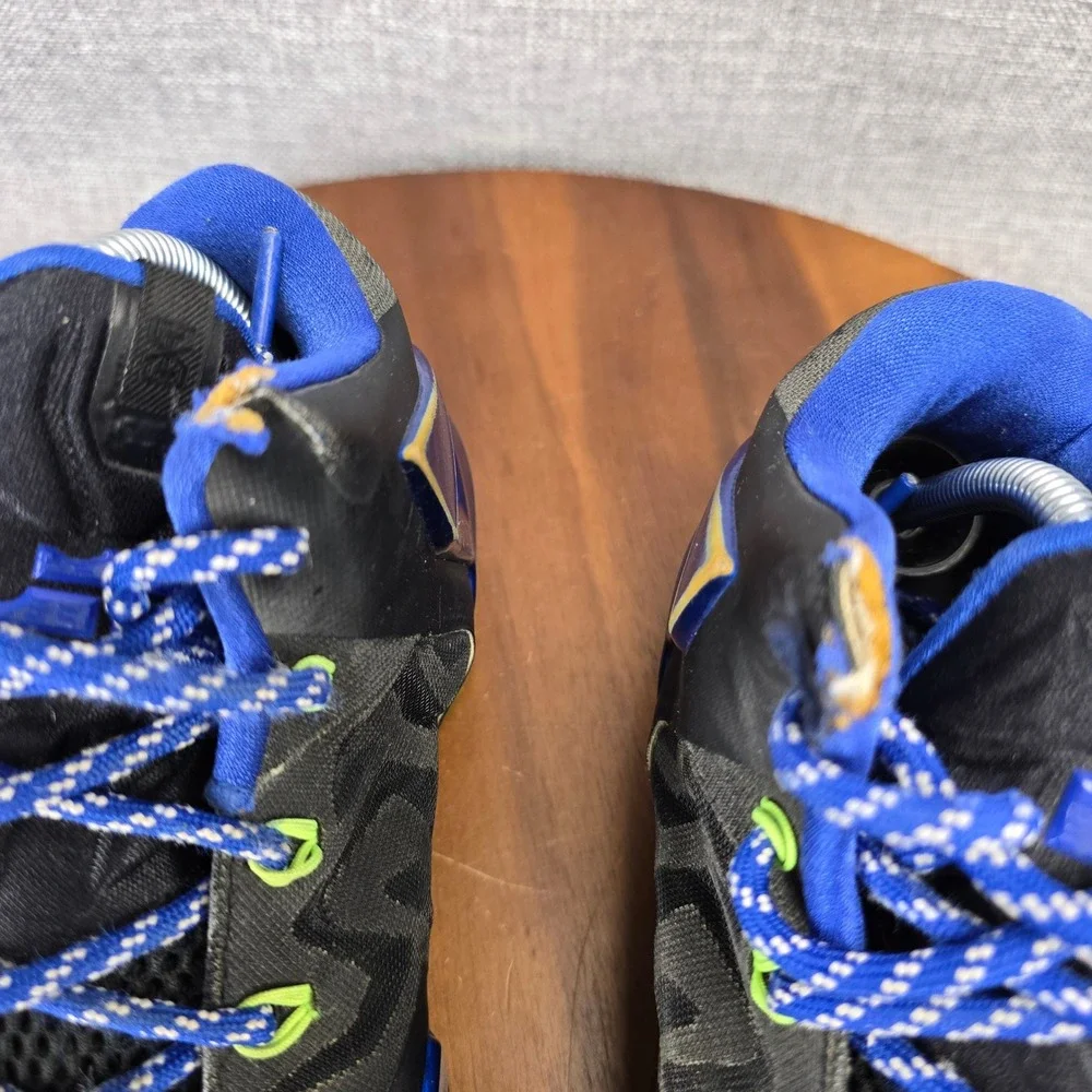 Nike LeBron 11 iD Custom Mens 9.5 Black Blue Volt Basketball Shoes 641216-991